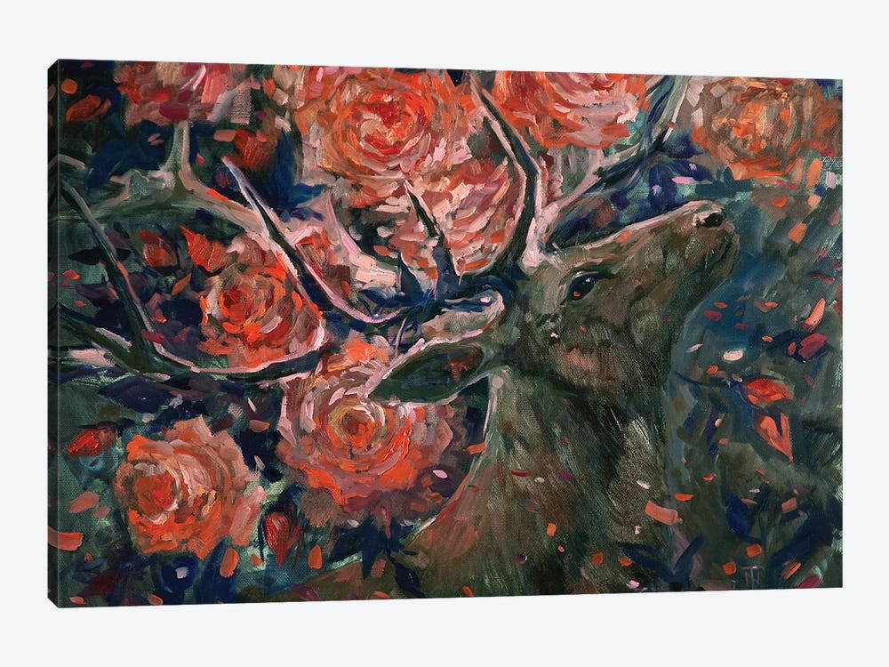 Rose Deer by Tatiana Nikolaeva 1-piece Canvas Artwork