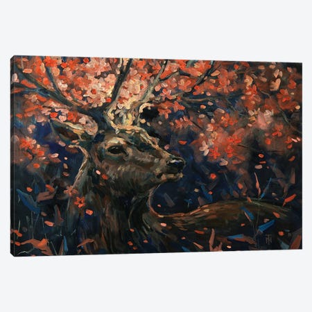 Sakura Deer Canvas Print #TNV9} by Tatiana Nikolaeva Canvas Art