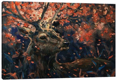 Sakura Deer Canvas Art Print - Tatiana Nikolaeva