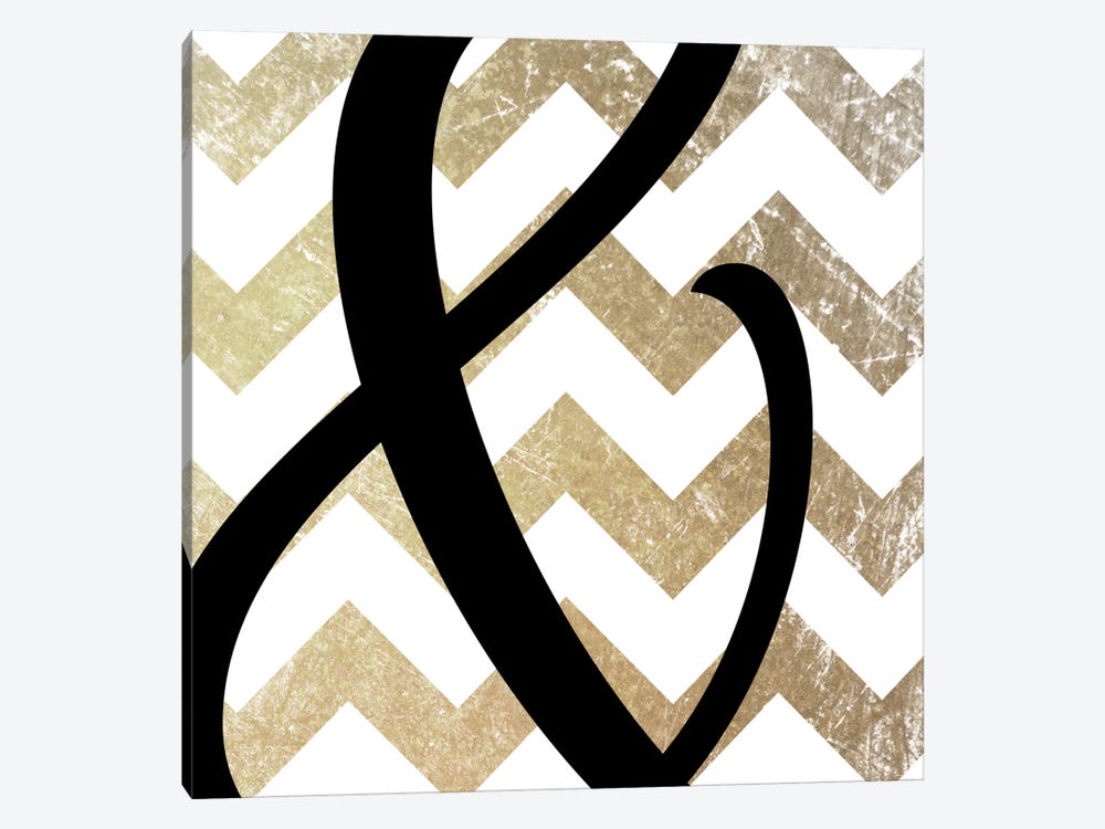 Gold Chevron Ampersand by 5by5collective 1-piece Canvas Artwork