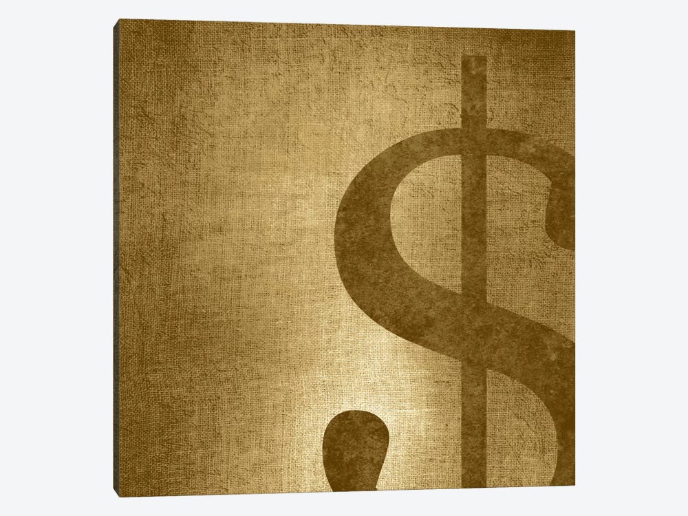 dollar sign-Gold Shimmer by 5by5collective 1-piece Canvas Art Print