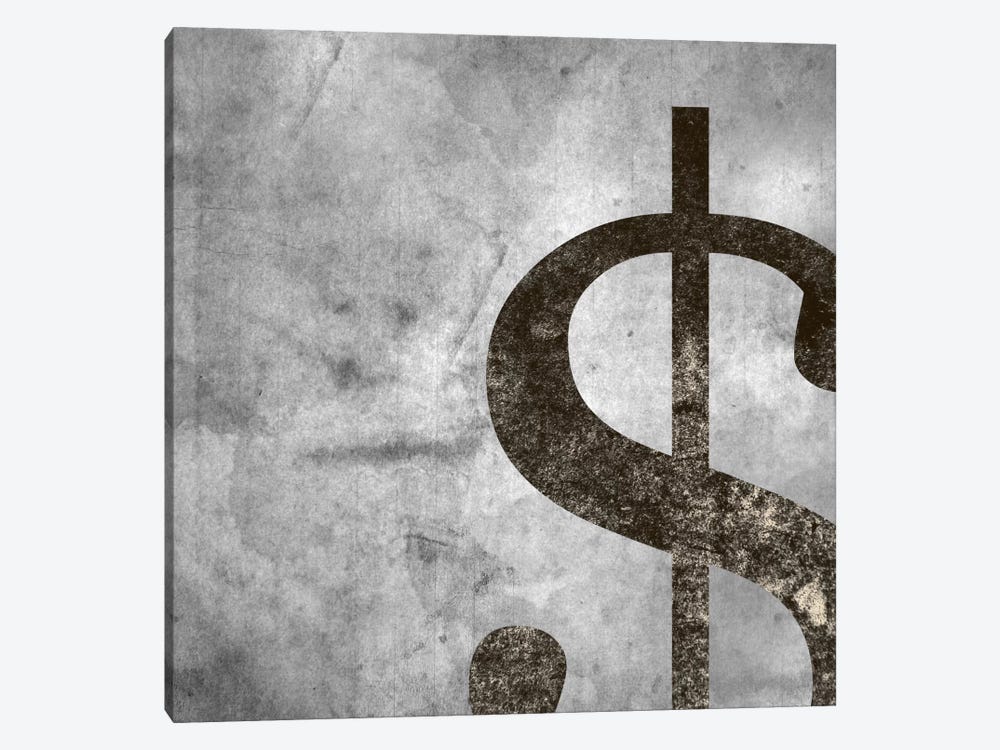 dollar sign-Silver Fading by 5by5collective 1-piece Canvas Print