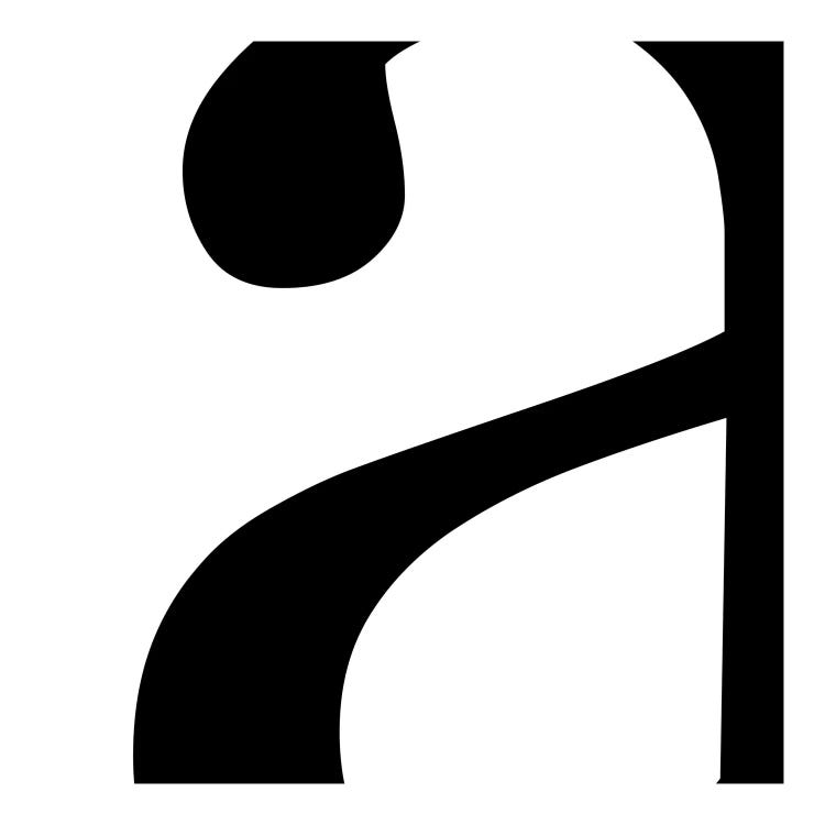 Lower Case "A" in Black with White Background