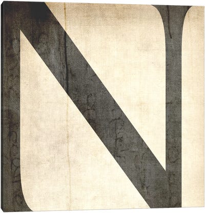 N-Bleached Linen Canvas Art Print - Letter N