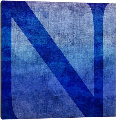 N-Blue To Purple Stain Canvas Art Print - Letter N