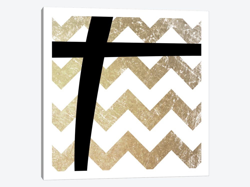 Plus-Bold Gold Chevron by 5by5collective 1-piece Canvas Art Print