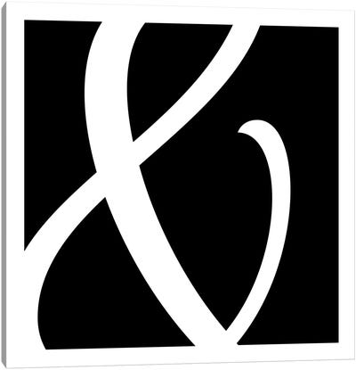 Ampersand in White with Black Background Canvas Art Print - Alphabet Art