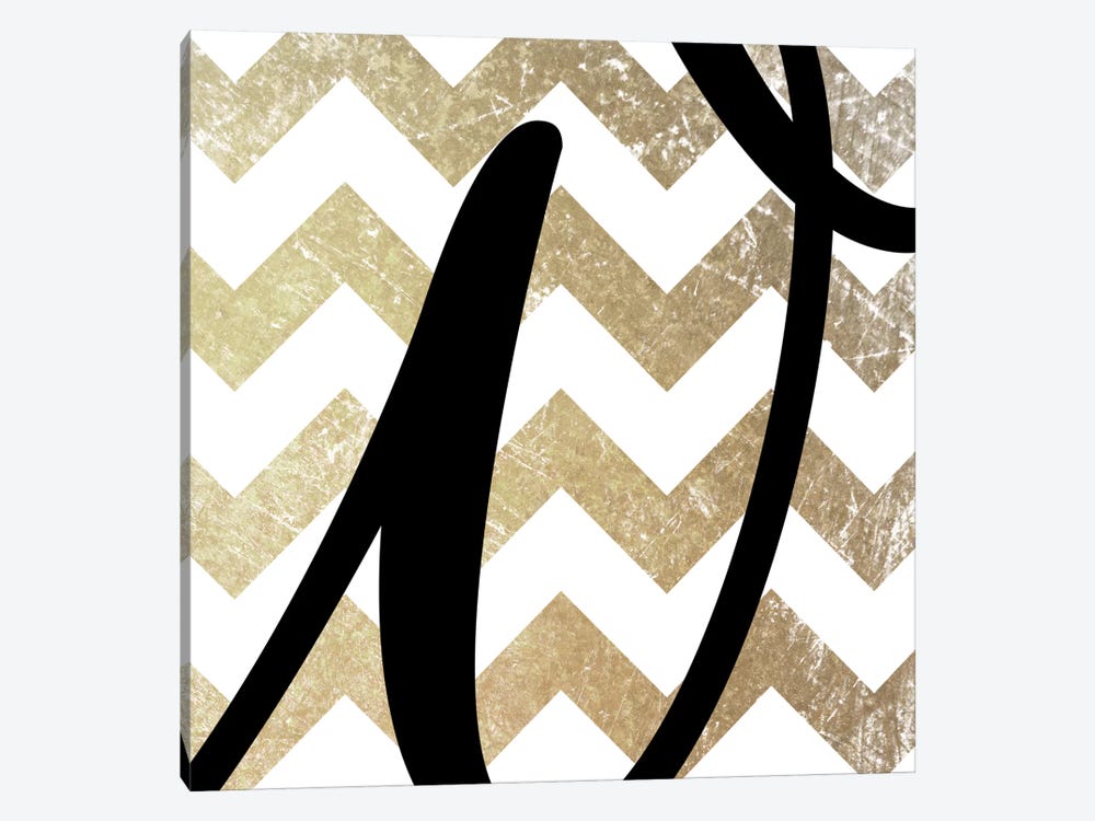 W-Bold Gold Chevron by 5by5collective 1-piece Canvas Art Print