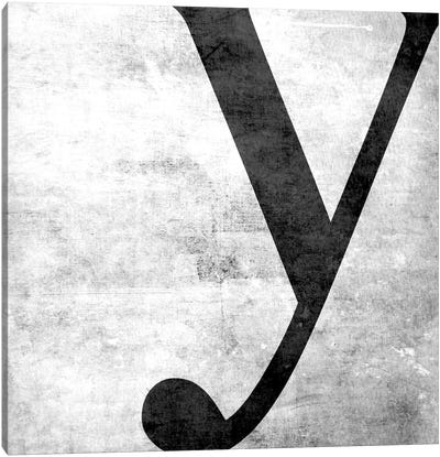 Y-B&W Scuff Canvas Art Print - Letter Y