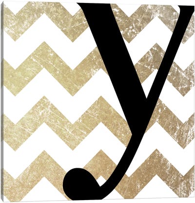 Y-Bold Gold Chevron Canvas Art Print - Alphabet Art