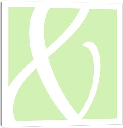 Ampersand in White with Lime Green Background Canvas Art Print - White Art