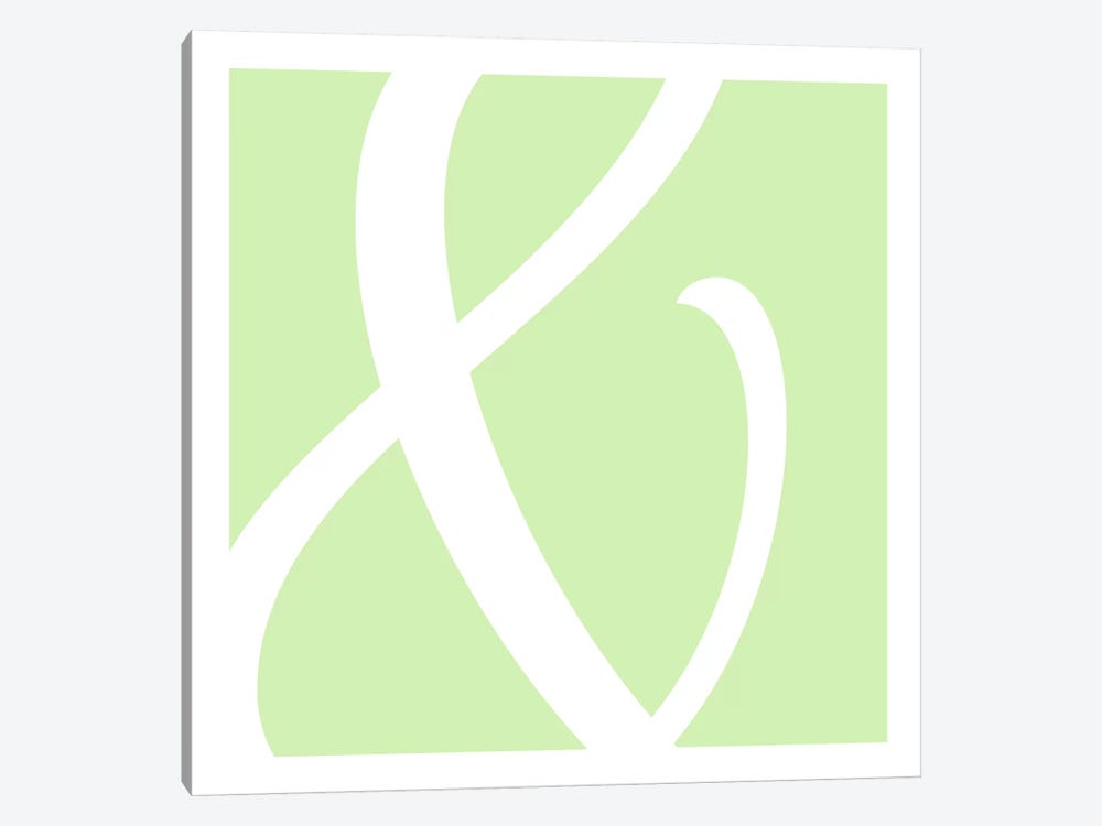 Ampersand in White with Lime Green Background by 5by5collective 1-piece Canvas Wall Art
