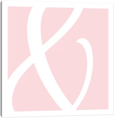 Ampersand in White with Pink Background Canvas Art Print - Punctuation Art