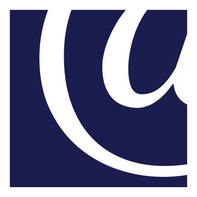 At-Sign in White with Navy Background by 5by5collective metal wall art