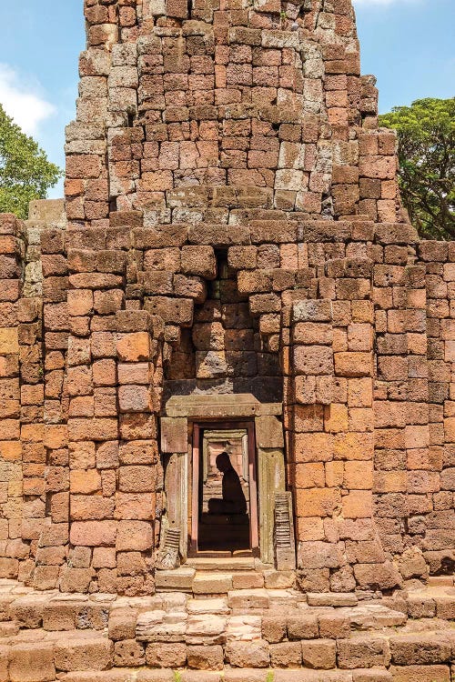 Thailand. Phimai Historical Park. Ruins of ancient Khmer temple complex. Buddha statue.