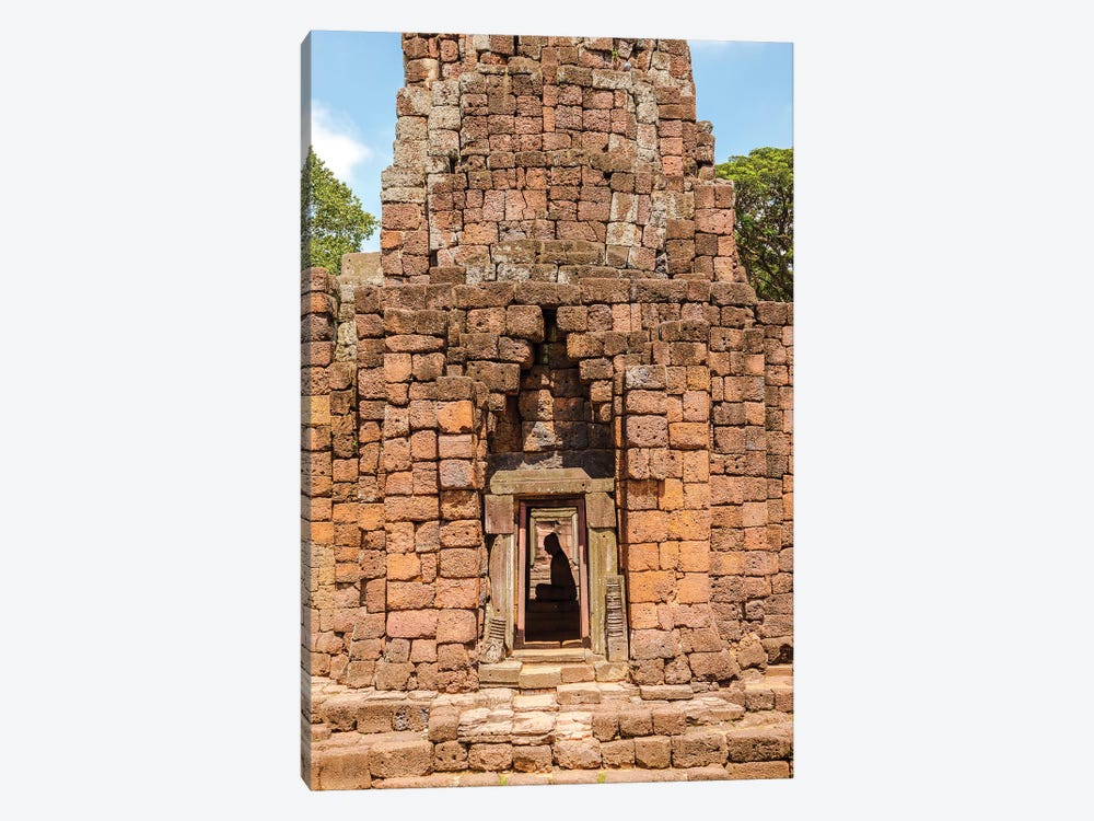 Thailand. Phimai Historical Park. Ruins of ancient Khmer temple complex. Buddha statue. by Tom Haseltine 1-piece Canvas Art Print