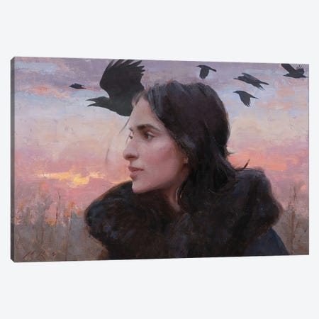 Winter's Light With Crows Canvas Print #TOP32} by Tony Pro Canvas Artwork