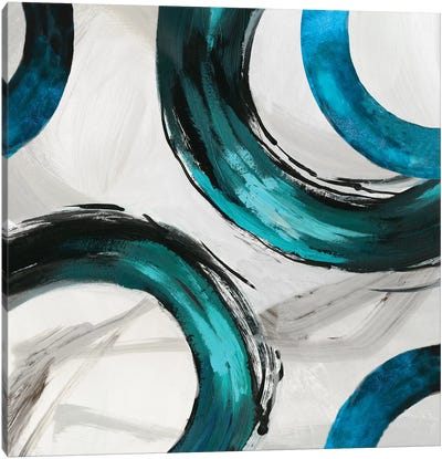 Teal Ring II Canvas Art Print - Teal Abstract Art