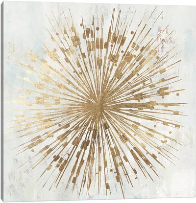 Golden Star Canvas Art Print - Circular Abstract Art