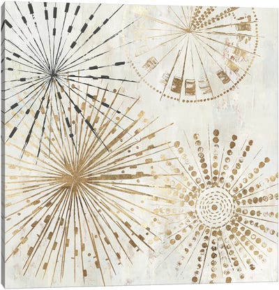 Golden Stars II  Canvas Art Print - Circular Abstract Art
