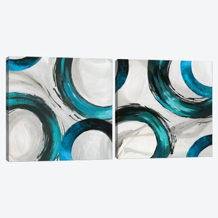 Teal Ring Diptych Canvas Print Set #TOR2HSET004} by Tom Reeves Canvas Print