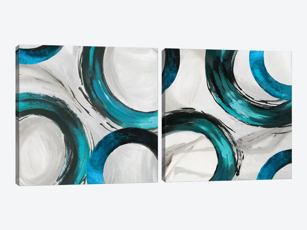 Teal Ring Diptych by Tom Reeves 2-piece Canvas Art Print