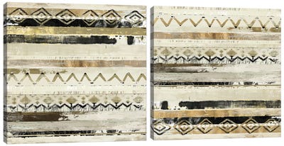 African Patchwork Diptych Canvas Art Print - Art Sets | Triptych & Diptych Wall Art
