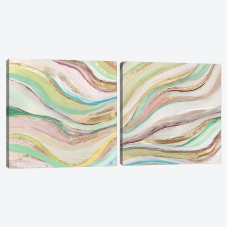 Pastel Waves Diptych Canvas Print Set #TOR2HSET014} by Tom Reeves Canvas Wall Art