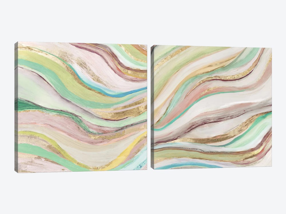 Pastel Waves Diptych 2-piece Canvas Art