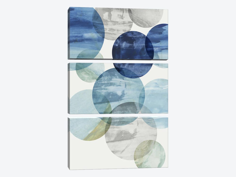Blue Orbs in Motion I by Tom Reeves 3-piece Canvas Art