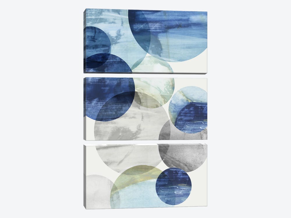 Blue Orbs in Motion II by Tom Reeves 3-piece Canvas Art Print