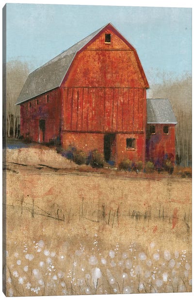 Red Barn View I Canvas Art Print - Traditional Décor