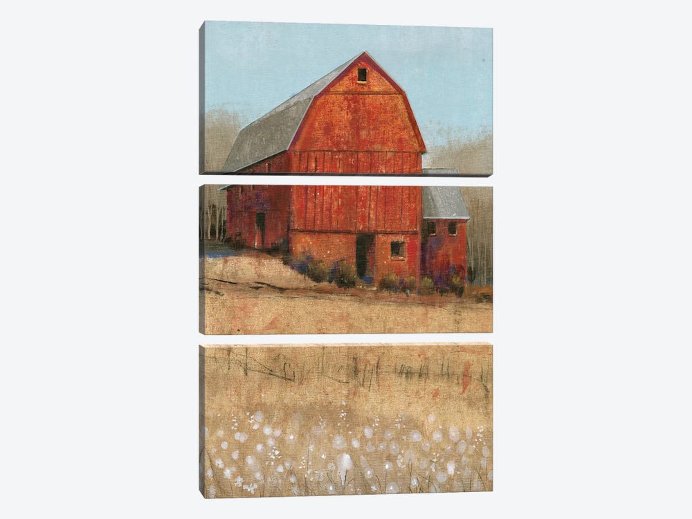 Red Barn View I by Tim OToole 3-piece Canvas Wall Art