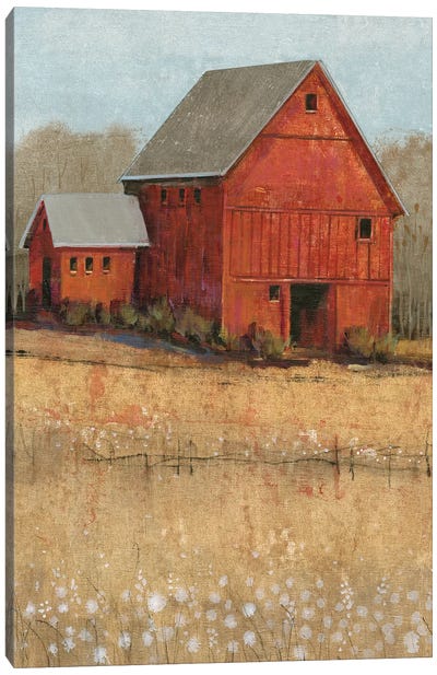 Red Barn View II Canvas Art Print - Country Art