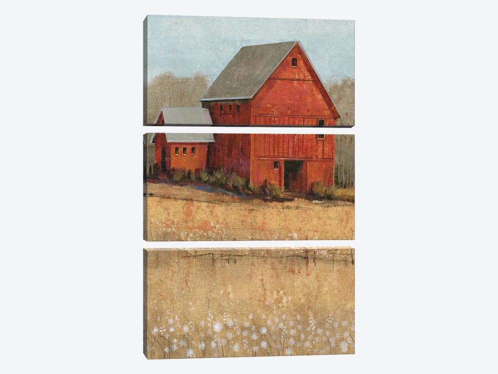 Red Barn View II by Tim OToole 3-piece Canvas Art Print