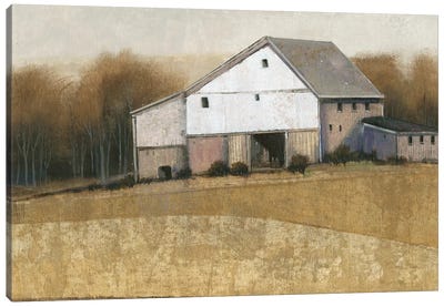 White Barn View I Canvas Art Print - Countryside Art