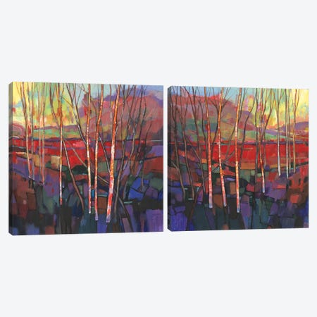 Patchwork Trees Diptych Canvas Print Set #TOT2HSET016} by Tim OToole Canvas Art