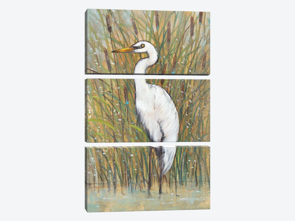 White Egret I by Tim OToole 3-piece Canvas Art Print