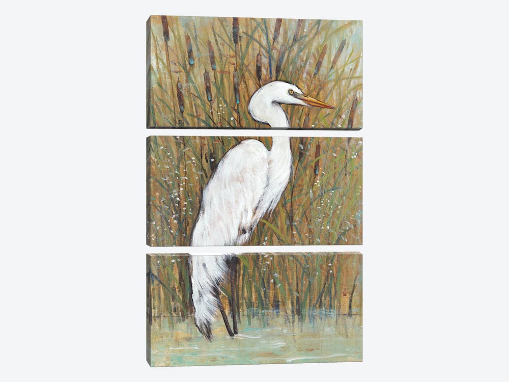 White Egret II by Tim OToole 3-piece Canvas Wall Art