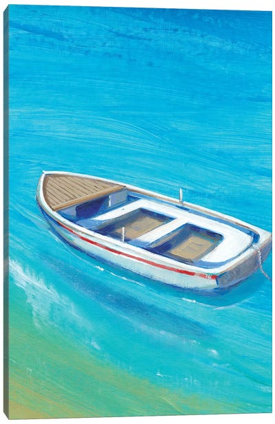 Anchored Dinghy I Canvas Art Print - Kids Nautical Art