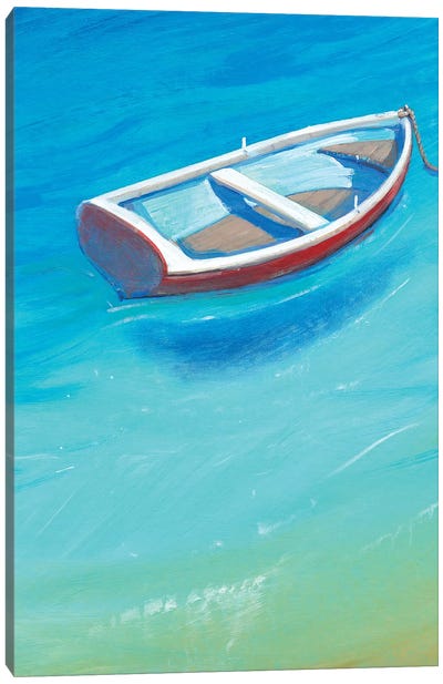 Anchored Dinghy II Canvas Art Print - Rowboat Art