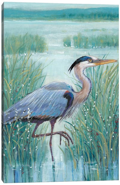 Wetland Heron I Canvas Art Print - Great Blue Heron Art