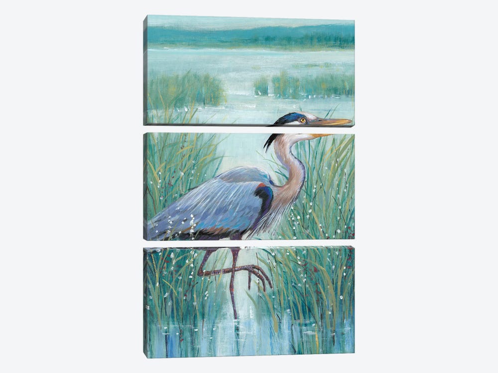 Wetland Heron I 3-piece Canvas Wall Art