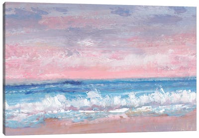 Coastal Pink Horizon I Canvas Art Print - Beach Sunrise & Sunset Art