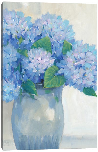 Blue Hydrangeas in Vase I Canvas Art Print - Tim O'Toole