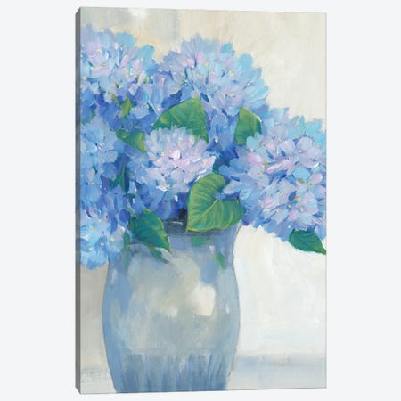 Blue Hydrangeas in Vase I Canvas Print #TOT728} by Tim OToole Canvas Art
