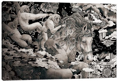 Riding Horse Canvas Art Print - Taeko Ozaki