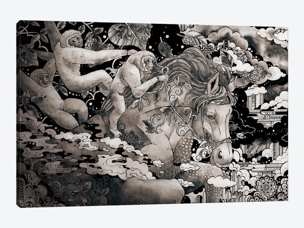Riding Horse by Taeko Ozaki 1-piece Canvas Print