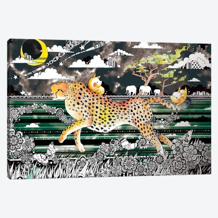 Savannah Cheetah Canvas Print #TOZ12} by Taeko Ozaki Canvas Wall Art