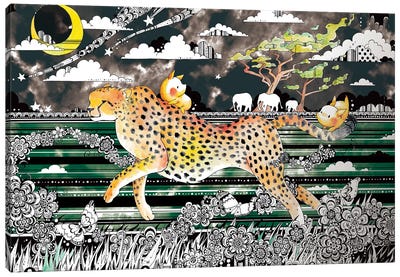 Savannah Cheetah Canvas Art Print - Taeko Ozaki